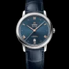 39.5 mm, steel on leather strap
