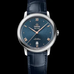 39.5 mm, steel on leather strap
