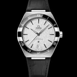 41 mm, steel on leather strap