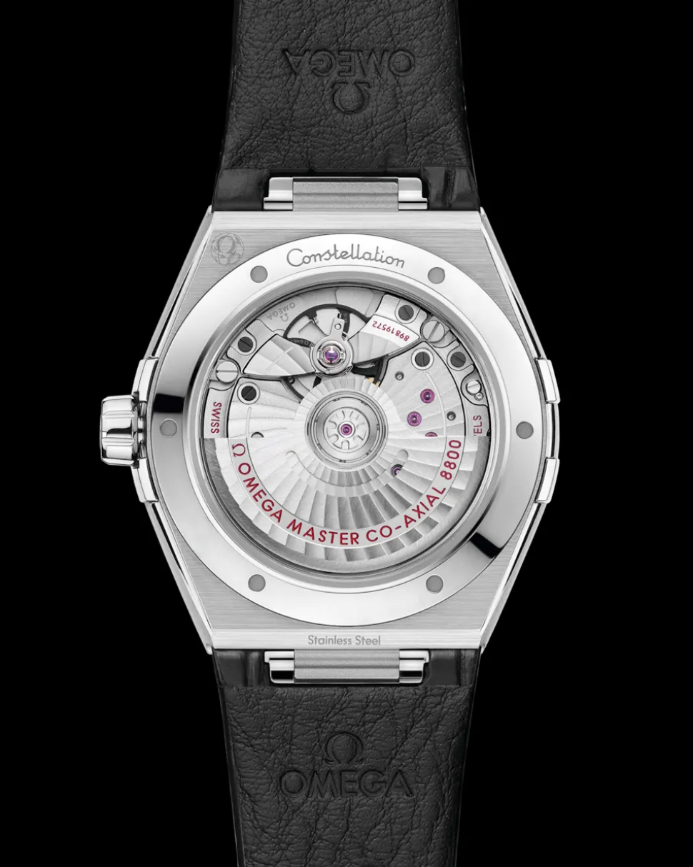 39 mm, steel on leather strap