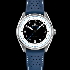 39.5 mm, steel on leather strap