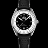 39.5 mm, steel on leather strap