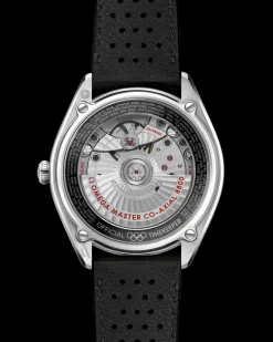 39.5 mm, steel on leather strap