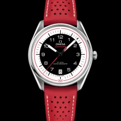 39.5 mm, steel on leather strap