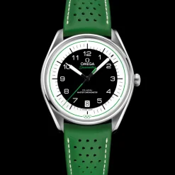 39.5 mm, steel on leather strap