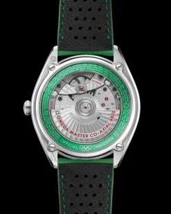 39.5 mm, steel on leather strap