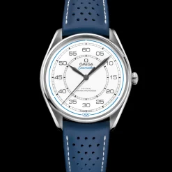 39.5 mm, steel on leather strap