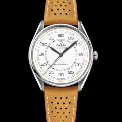 39.5 mm, steel on leather strap