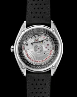 39.5 mm, steel on leather strap