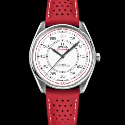 39.5 mm, steel on leather strap