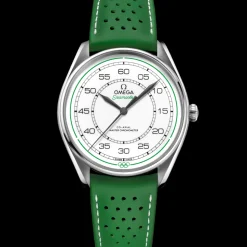 39.5 mm, steel on leather strap