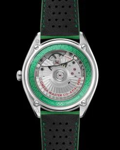 39.5 mm, steel on leather strap