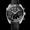 45.5 mm, steel on leather strap with rubber lining