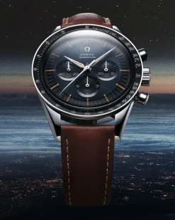 39.7 mm, steel on leather strap