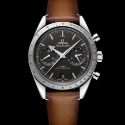 40.5 mm, steel on leather strap