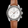 38 mm, steel on leather strap