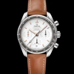 38 mm, steel on leather strap