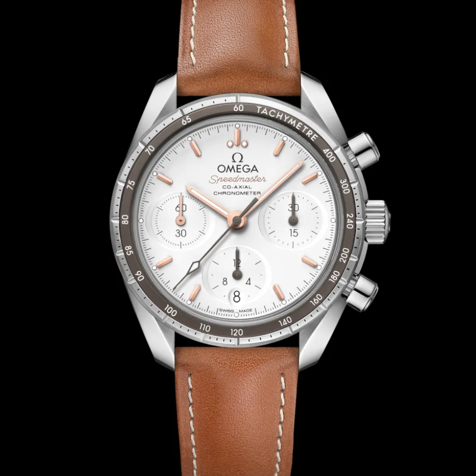38 mm, steel on leather strap