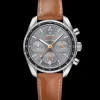 38 mm, steel on leather strap