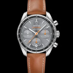 38 mm, steel on leather strap