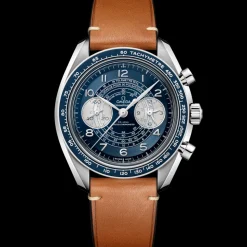 43 mm, steel on leather strap