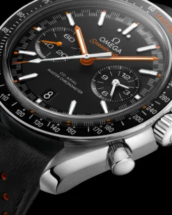 44.25 mm, steel on leather strap