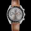 44.25 mm, steel on leather strap