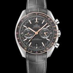 44.25 mm, steel on leather strap