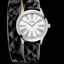 26 mm, steel on leather strap