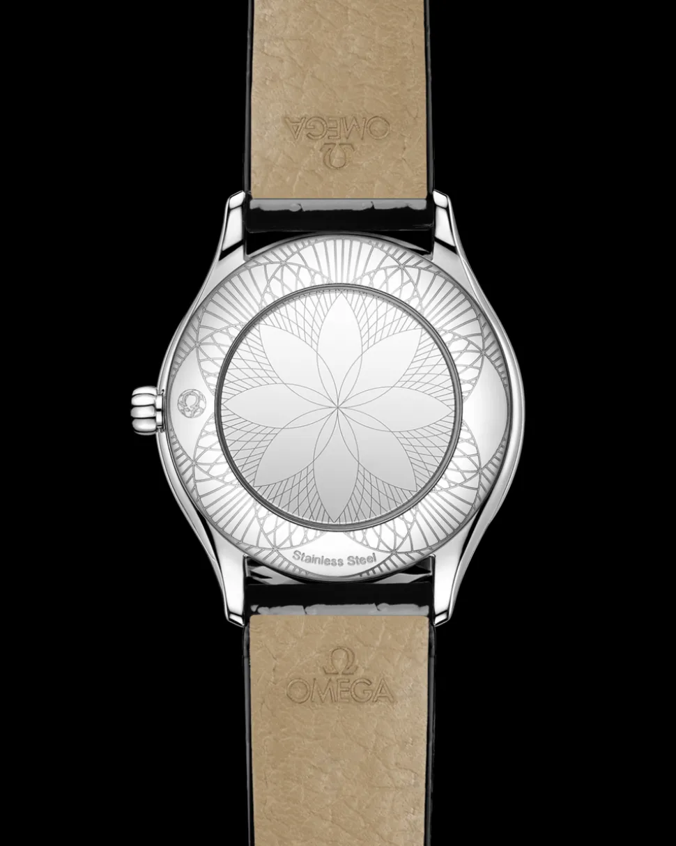 26 mm, steel on leather strap