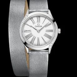 26 mm, steel on leather strap