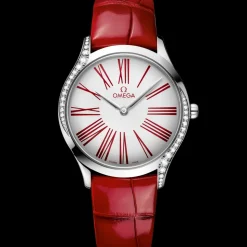 36 mm, steel on leather strap