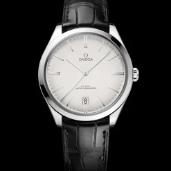 40 mm, steel on leather strap