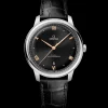 40 mm, steel on leather strap