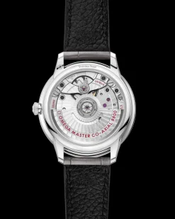 34 mm, steel on leather strap