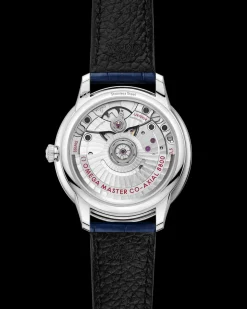 34 mm, steel on leather strap