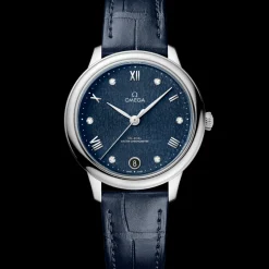 34 mm, steel on leather strap