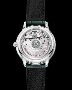 34 mm, steel on leather strap