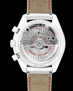 44.25 mm, white ceramic on leather strap