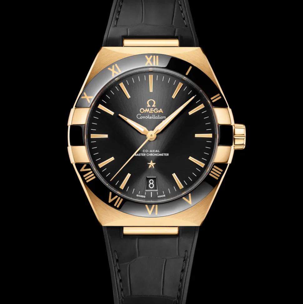41 mm, yellow gold on leather strap