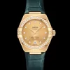 29 mm, yellow gold on leather strap