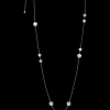 Necklace, 18k white gold, angelite, chalcedony, jade, opale