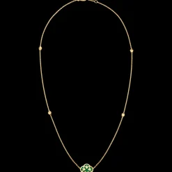 Necklace, 18k yellow gold, malachite