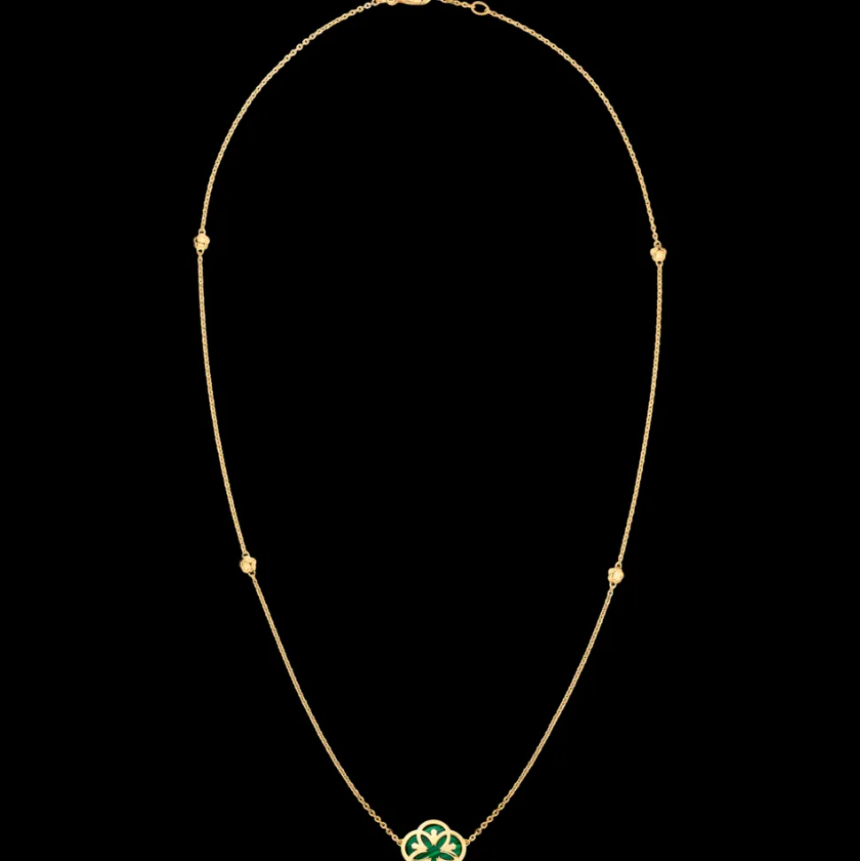 Necklace, 18k yellow gold, malachite