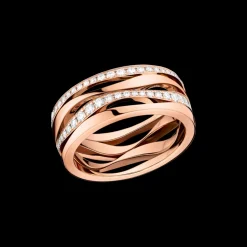 Ring, 18k red gold, diamonds