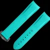 Seamaster Planet Ocean 600M turquoise rubber strap with foldover clasp