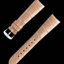 Shiny beige alligator leather strap with pin buckle
