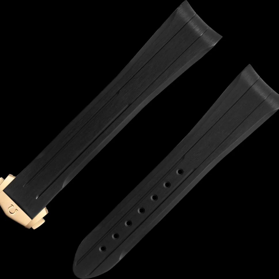 Speedmaster Moonwatch black rubber strap with foldover clasp