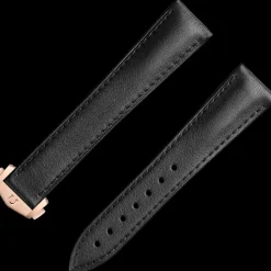 Speedmaster Moonwatch black leather strap with foldover clasp
