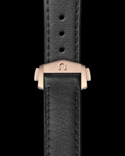 Speedmaster Moonwatch black leather strap with foldover clasp